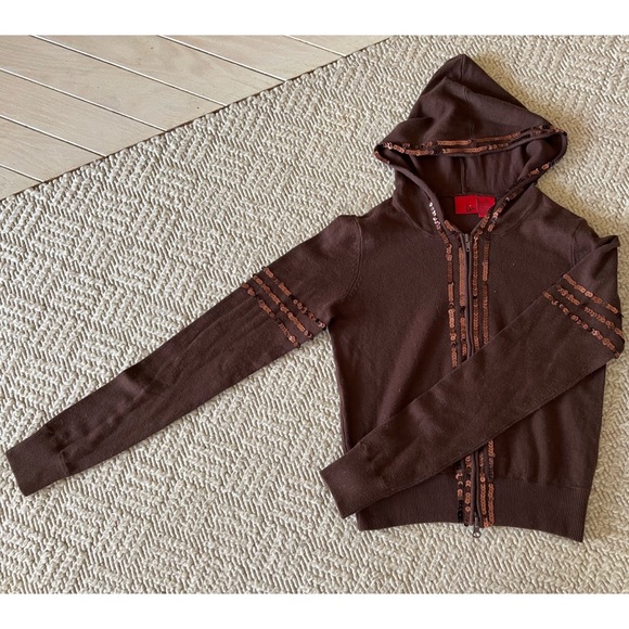 NWT authentic Y2K sequin zip up hoodie sweater - Picture 6 of 12